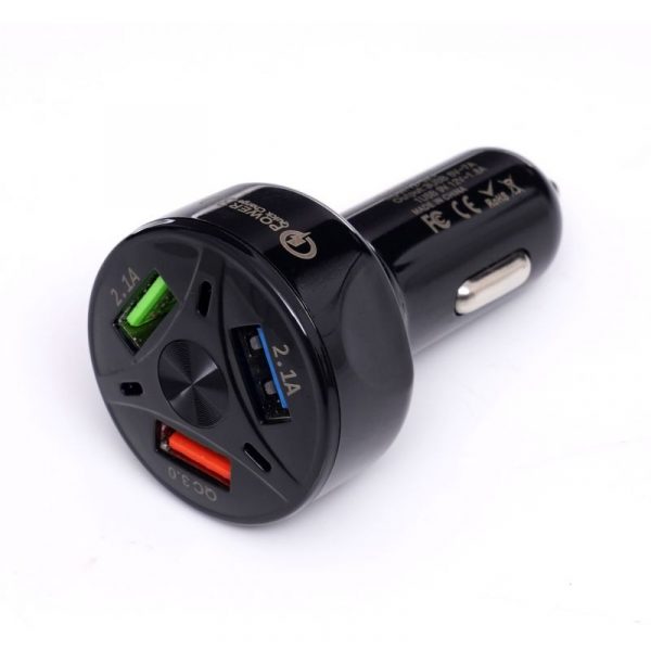 Autós töltő, GYORSTÖLTÉS, 3 USB port, LED | KD1238 egy modern technológia, amely minden USB-kábellel működik, és a feszültség automatikusan beáll.