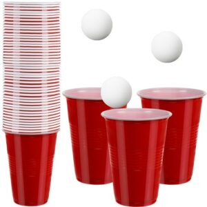Beer Pong Game, 50 Red Cup, Ruhhy | 21232 a játékot két csapat játssza. A játék arról szól, hogy az ellenfélhez tartozó söröskorsókba golyókat kell dobni.