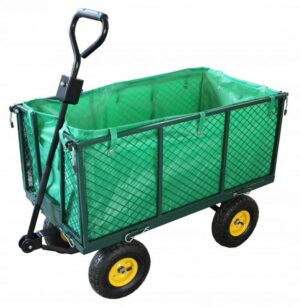 Kerti szállító kocsi, zöld, 300 kg, Gardenline | WOZ0108G, tartós anyagokból. Könnyű és nehéz terhek szállítására tervezték 300 kg-ig.
