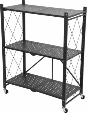 Fém 3 polcos állvány, 87x72x34 cm, 50 kg/polc | A RAW3T összecsukható és mobil állványok praktikus segítőtársak az otthonokban, ahol tárolni kell valamit.