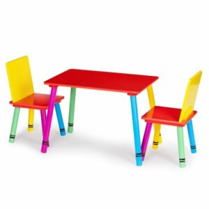 Gyerekbútor szett, asztal + 2 szék, színes | Eco Toys bútorok ellenállnak a karcolásoknak és a gyermekek általi használatnak. Minden széle finoman le van vágva.