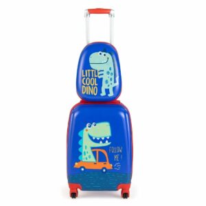 Gyermek poggyászkészlet, 2 db, bőrönd + hátizsák | A Dino kifejezetten gyermekek számára készült. Tartalmaz egy kézi bőröndöt többirányú kerekekkel és egy könnyű hátizsákot.