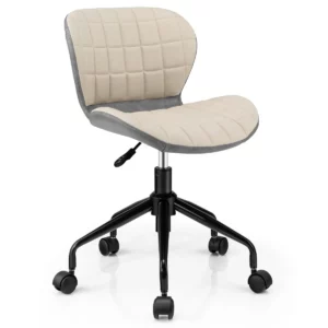 Irodai szék, PU bőr, forgatható, 150 kg-ig | bézs-szürke, fontos kiegészítője az íróasztalnak a munkahelyen, otthon az irodában vagy a gyerekszobában.