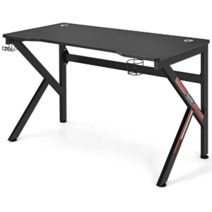 K alakú játékasztal, fekete | 110 x 60 x 74 cm-es, rendkívül stabil és robusztus K alakú lábkialakítással rendelkezik, amely minden játékos igényeit kielégíti.