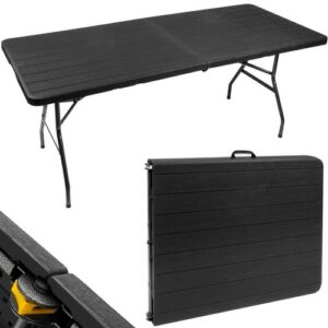 Kerti asztal, összecsukható, fekete, Gardlov | A 180 cm-t nagy szilárdság és stabilitás jellemzi, aminek köszönhetően könnyedén elbírja a nagyobb terhelést is.