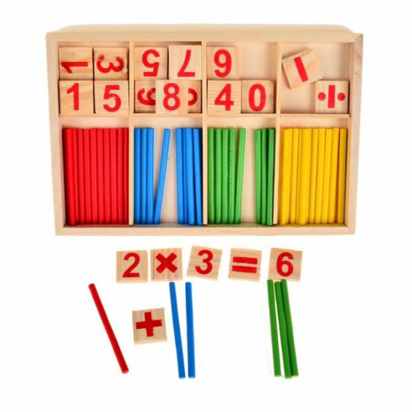 Oktatási Montessori számláló oktatókészlet | 74 db fából készült. Ideális a matematika alapjainak elsajátításához. Tanulás játékon keresztül.