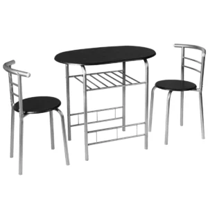 RÉtkezőgarnitúra 2 fő részére, fekete | asztal + székek, tökéletesen illeszkedik otthonába. A fából készült kerek asztal és 2 szék könnyen összeszerelhető