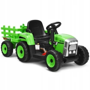Elektromos traktor pótkocsival | zöld, nem csak vezetés közbeni szórakozást hozhat, hanem apró tárgyak szállítását is, tornáztatja a gyermek bátorságát és koordinációját!