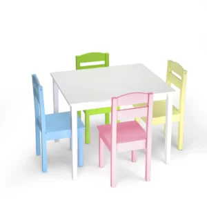 Gyerek ülőgarnitúra, fa | 4 szék + asztal kiváló választás minden gyerekszobába. Bármely helyiségben elfér.