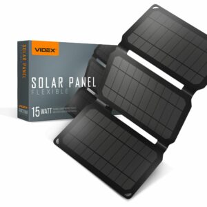 Hordozható napelemes töltő, VSO-F515UU, VIDEX | 15W-os, könnyű, hordozható napelemes töltő, amely a napfényt elektromos árammá alakítja.