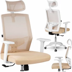Rotar irodai szék, forgatható, 120 kg-ig | bézs, olyan emberek számára készült, akik értékelik a kényelmet és a modern stílust. Ülésmagasság-állítással rendelkezik.