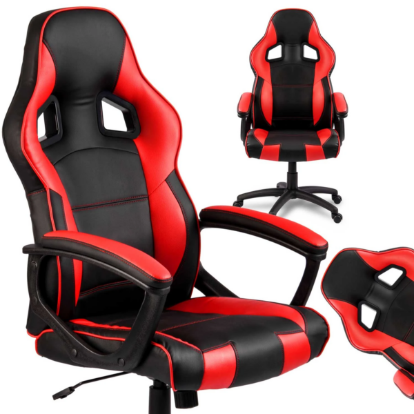 Játékszék Sofotel Surmo | fekete-piros kényelmes, tökéletesen profilozott szék azoknak, akik sok időt töltenek a számítógép előtt.