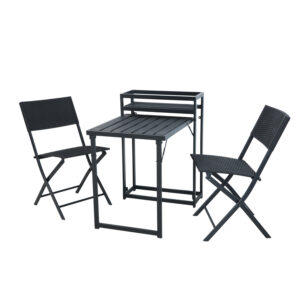 Kerti/erkélykészlet + virágtartó | asztal + 2 szék nem csak stílusos kiegészítő, hanem praktikus megoldás is a kültéri teredbe.