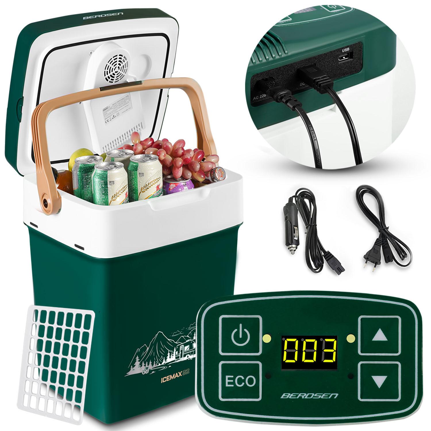 Turisztikai hűtőszekrény Icemax 2 in 1, 32 L, zöld | A Berdsen egy könnyű hűtőszekrény hűtő-fűtő funkcióval, így minden utazásra alkalmas!