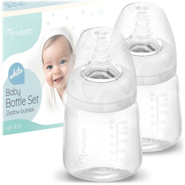 Babatejes palack készlet, 180 ml, 2 db. | A biztonságos polipropilénből készült Nukido maximális kényelmet és higiéniát biztosít a baba táplálásakor.