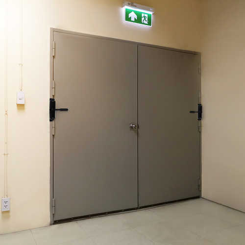 green emergency exit sign to install over the door building cons