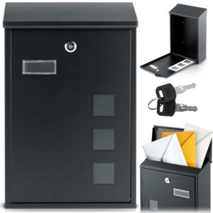 Postaláda HM-864, 39x25,5x12cm, fekete | Humberg praktikus és biztonságos megoldást kínál a levelek fogadására modern és elegáns dizájnban.