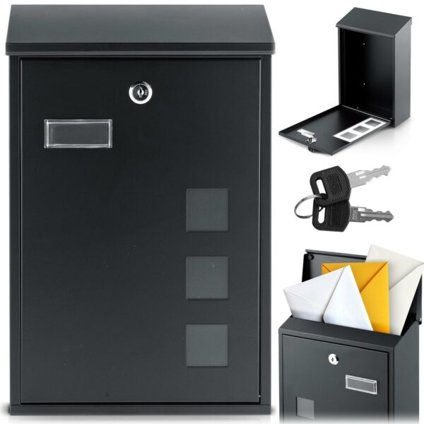 Postaláda HM-864, 39x25,5x12cm, fekete | Humberg praktikus és biztonságos megoldást kínál a levelek fogadására modern és elegáns dizájnban.