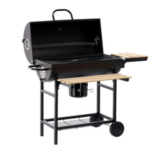 Faszenes grill fedővel | A 101x70,5x94,5 cm-es méret elegendő grillezőfelületet kínál, így ideális társ a kerti grillezéshez.