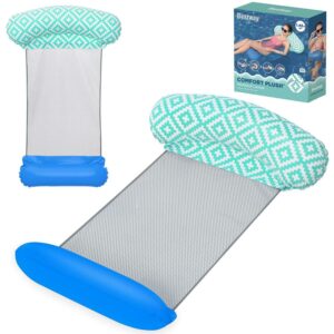 Felfújható matrac Comfort Plüss, kék | Bestway kényelmes pihenést kínál a vízen a puha felületének és hálós ülésének köszönhetően.