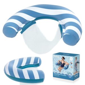 Felfújható szék Comfort Plüss, fehér-kék | Bestway kényelmes és frissítő ülést kínál a vízen a puha bársony felületnek és a hálós ülésnek köszönhetően.