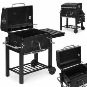 Faszenes kerti grill fedővel | 112,5x104x65cm, tulajdonságainak és kivitelének köszönhetően ideális kerti partikra és családi grillezésekre.