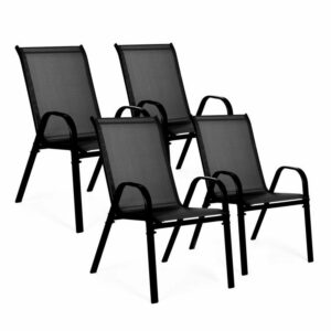 Kerti székek, 4 db, fekete | A MultiGarden ideális teraszra, erkélyre vagy kertbe, és kényelmes ülőhelyeket kínál tartós fémszerkezettel.