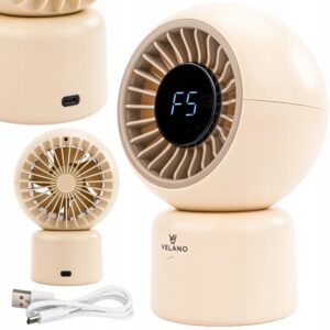 Asztali ventilátor, bézs | A Velano egy kompakt és vezeték nélküli eszköz, csendes működéssel, ideális irodai, otthoni vagy számítógépes munkavégzéshez.