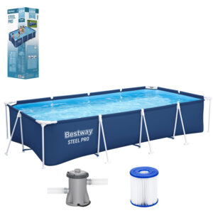 Vázmedence szűrővel és létrával, 400x211x81cm | A Bestway tágas és tartós megoldást kínál a nyári felfrissülésre az egész család számára a kert kényelmében.