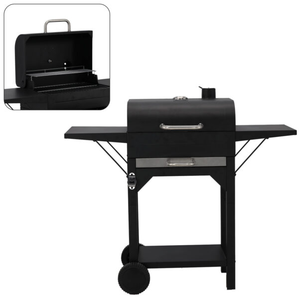 Faszenes Grill BBQ6049 | Garden Line egy praktikus és stabil grillezőeszköz, amely kényelmes kezelést és egyenletes főzést biztosít.