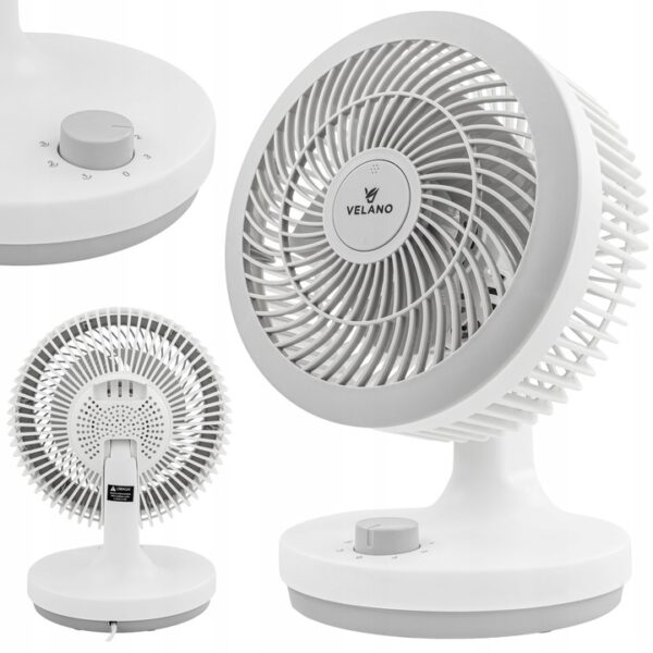 A fehér | Velano asztali ventilátor kellemes hűtést biztosít a forró napokon az állítható intenzitásnak, az oszcillációnak és az illatosítás lehetőségének köszönhetően.