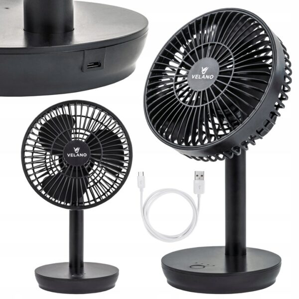 Asztali ventilátor VELWEBS0009, fekete | Velano felfrissülést kínál három sebességfokozattal, oszcillációval és kompakt kialakítással, amely ideális a mindennapi használatra.