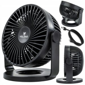Asztali ventilátor VELWEBS0011, fekete | Velano, frissítő légáramlást biztosít modern dizájnban, ideális otthoni és irodai használatra.