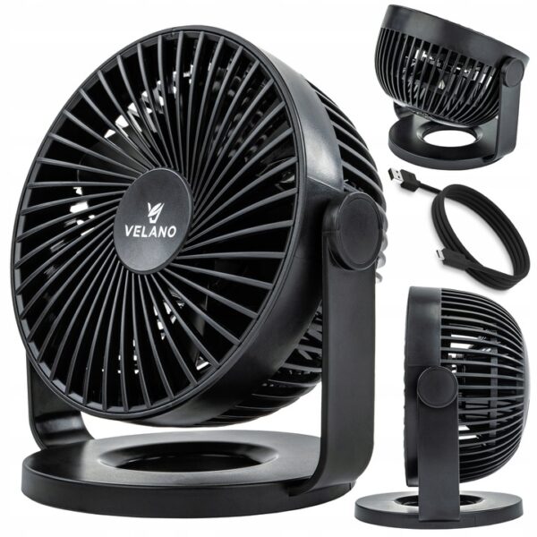 Asztali ventilátor VELWEBS0011, fekete | Velano, frissítő légáramlást biztosít modern dizájnban, ideális otthoni és irodai használatra.