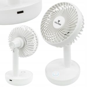 Asztali ventilátor VELWEBS0012, fehér | Velano egy kompakt és csendes vezeték nélküli ventilátor, amely ideális irodai, otthoni vagy útközbeni használatra.