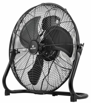 Padlóventilátor VELWEP0016, 100W, fekete | Velano nagy teljesítményt kínál nagyobb terek, például raktárak vagy gyártócsarnokok hatékony hűtéséhez.