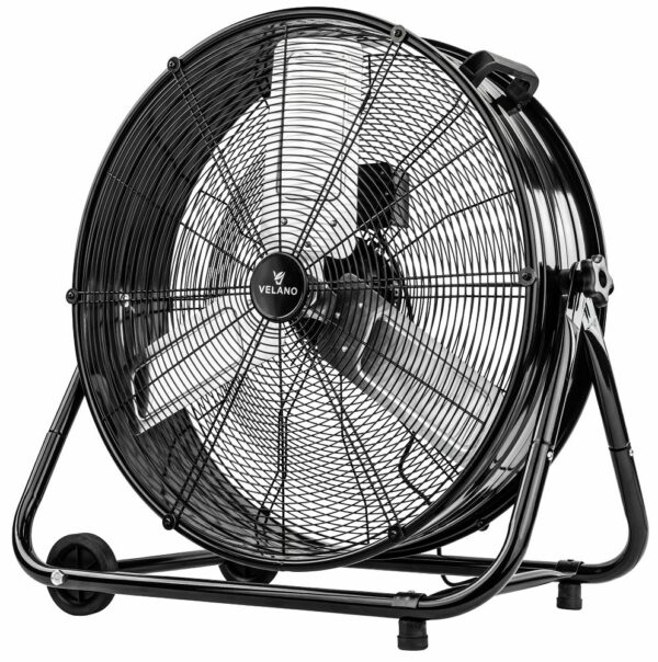Padlóventilátor VELWEPR0007, 300W, fekete | Velano állóventilátor nagy teljesítményt kínál nagyobb terek, például raktárak vagy gyártócsarnokok hatékony hűtéséhez.