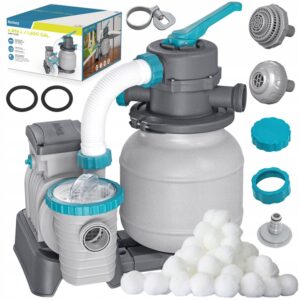 Homokszűrő medence, 6056 l/h + szűrőgolyók | A Bestway hatékonyan tisztítja a medence vizét és higiénikusan tisztán tartja.