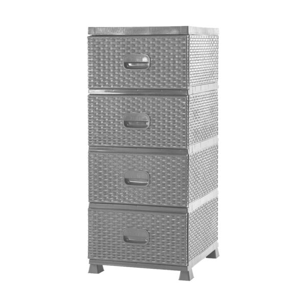 A fiókos komód, rattan, 38x45x90cm, fehér | 4 fiók praktikus és stílusos megoldás otthonod rendszerezésére, alkalmas fürdőszobába, konyhába vagy előszobába.