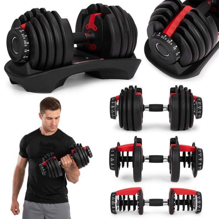 Állítható súlyzók állvánnyal, 2,5-24 kg | ModernHome Állítható súlyzók állvánnyal, 2,5-24 kg | ModernHome