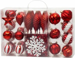 Karácsonyi díszek, 39 db, piros-fehér | MagicHome
