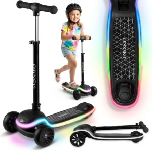Háromkerekű roller, fekete, LED | Ricokids Leddi