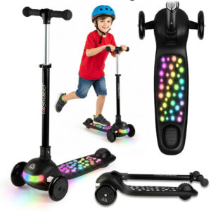 Világítós háromkerekű roller, fekete | Ricokids Glowi